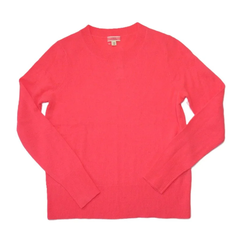 NWT J.Crew BA400 Cashmere Classic-fit Crewneck Sweater in Neon Flame XS